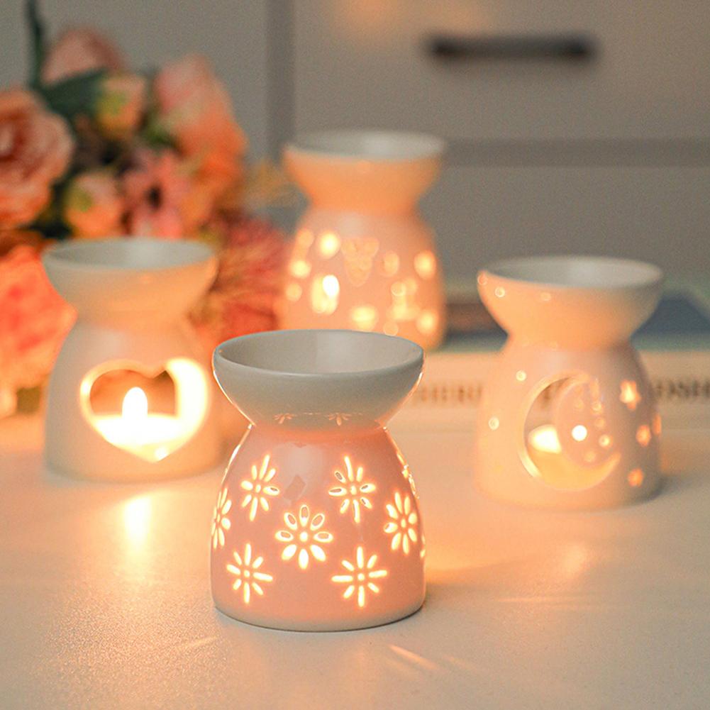 Ceramic Candle Holders Hollow Essential Oil Burners Home Burner Decor Incense Handicrafts Aroma Lamps X1R5