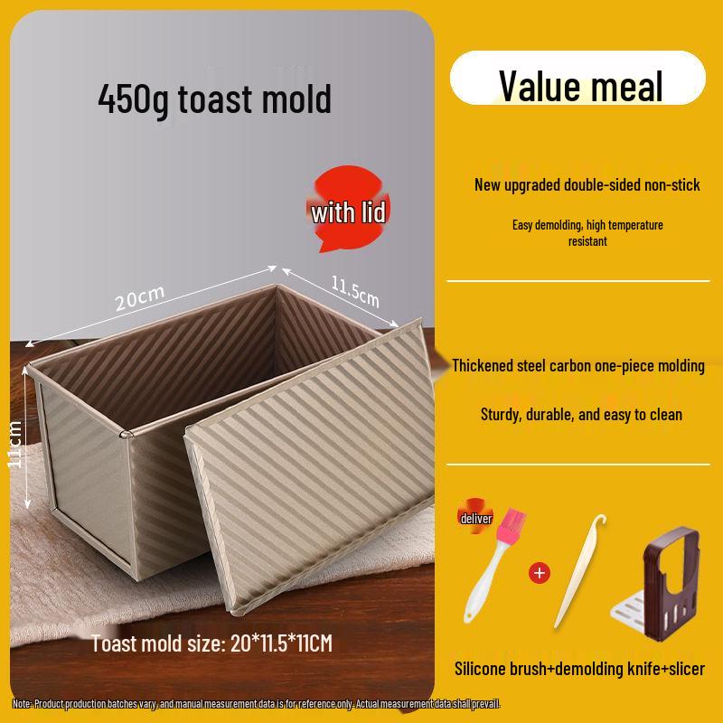 Rectangular Gold Non-Stick 450g Bread & Cake Loaf Pan with Lid