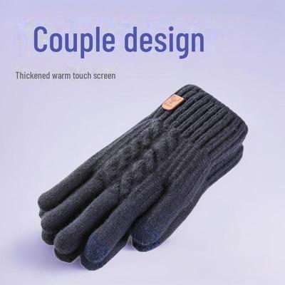 Unisex Korean Thick Knitted Wool Touchscreen Gloves for Autumn & Winter
