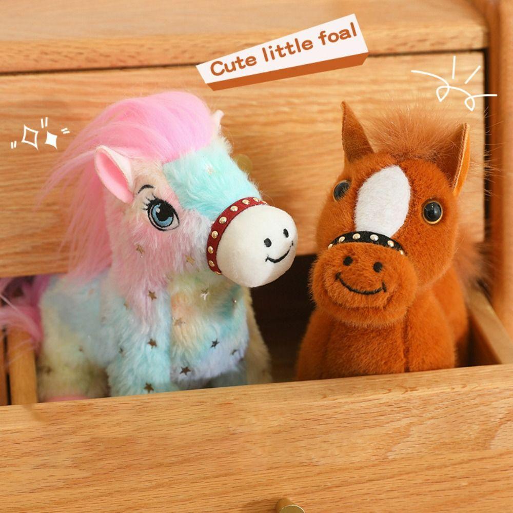 20cm Little Foal Plush Toys Doll Collectibles Fluffy Standing Little Horse  Toy