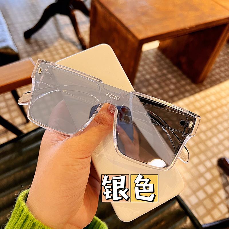 Green Sunglasses Male Personality Avant-Garde Street Shooting Integrated Black Sunglasses Female Sunshade Glasses