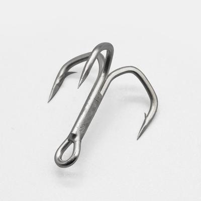 10Pcs Highly Strength Fishings Trebles Hook Brabed Sharply Sea Fishings Hook Round Bend Trebles Bass Three Hook