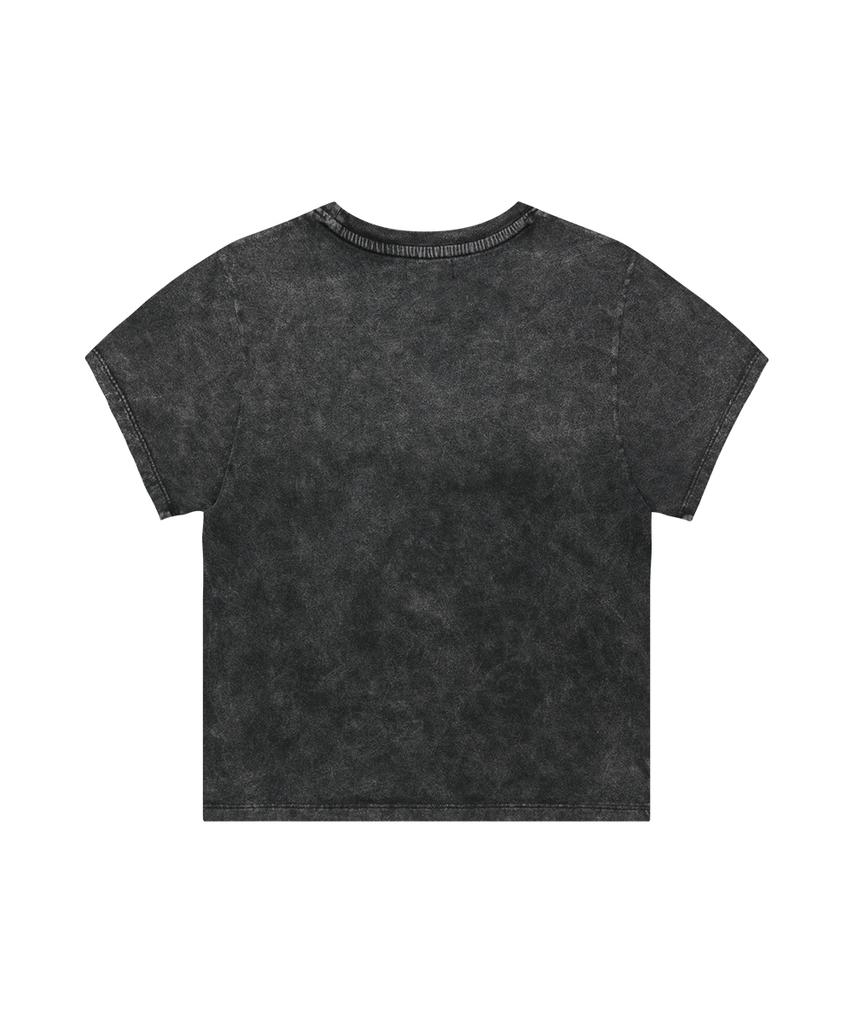 MAHAGRID Washed Flag Crop Tee Black(Mg2Gmft541A)