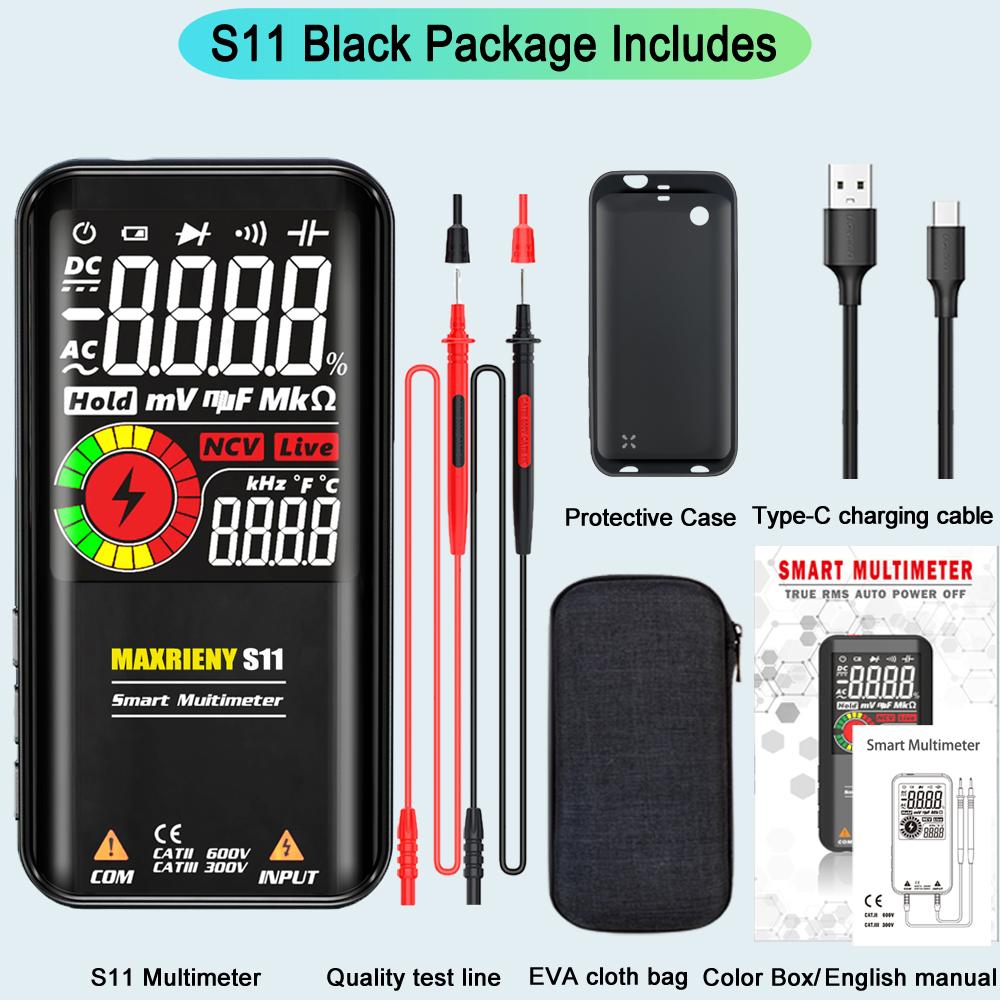 Smart Digital Multimeter USB Rechargeable True RMS EBTN DC AC Voltage Capacitance Ohm Diode NCV Hz Live WireTester 6
