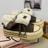 Women Shoes Winter Plush Warm Shoes Classic High Top Canvas Oes Winter Sneakers for Women Lace Up Platform Vulcanize Shoe