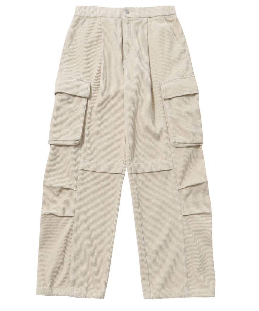 AOTT Corduroy Cargo Elastic Pants Cream