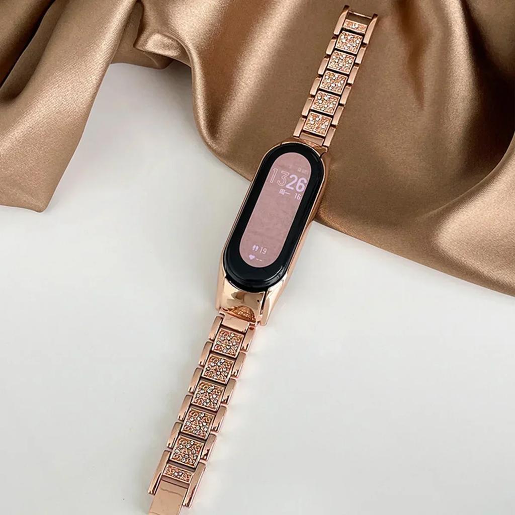 Μεταλλικό Λουράκι Για Xiaomi Mi Band 9 8 7 6 5 4 3 Βραχιόλι Πολυτελείας με Γκλίτερ Πλήρως Διαμαντένιο Ανοξείδωτο Ατσάλι Λουράκια Ρολογιού Προμήθειες