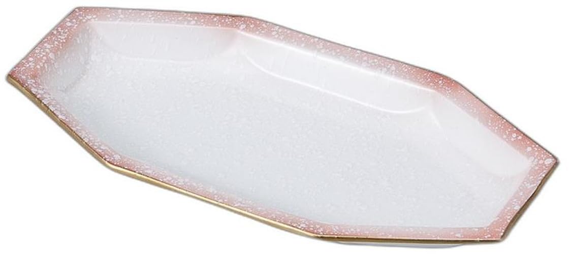 

Pink blown octagonal protruding plate x x Protruding reinforced Setomonohonpo [21.6 10.3 2.6cm] plate, porcelain,