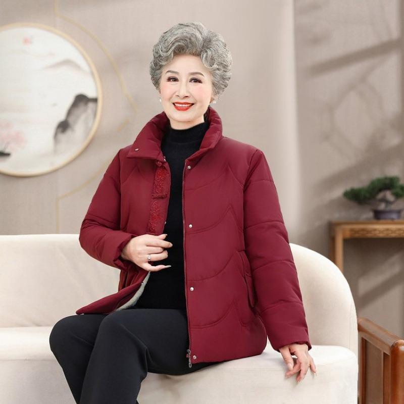 Middle mother winter down cotton-padded jacket short cotton-padded jacket new velvet thickened thermal stand-up collar cotton-padded jacket