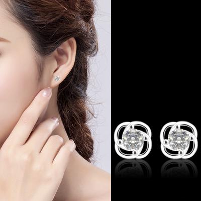 Temperamento Moda Donna Orecchini Trifoglio Zircone Lucido Felice Imitazione Accessori per Orecchie Antiallergici Studenti