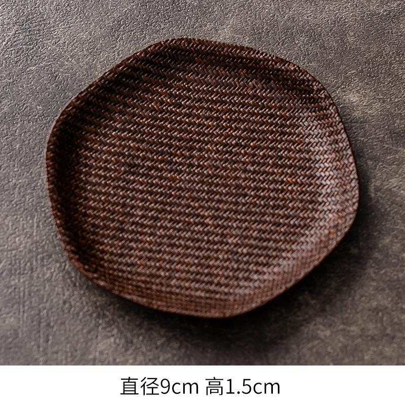 Handmade bamboo cup holder, lacquer rattan coaster, pot bearing heat insulation mat, new Chinese Zen kung fu, tea ceremony tea set accessories