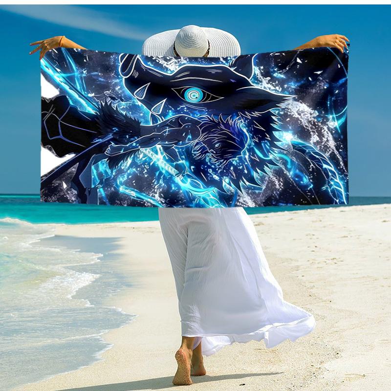 1pc Hashibira Inosuke Beach Towel, Comfortable and Thick, and Swimming/Bath/Picnic/Camping Towel, Suitable for Seaside Beaches