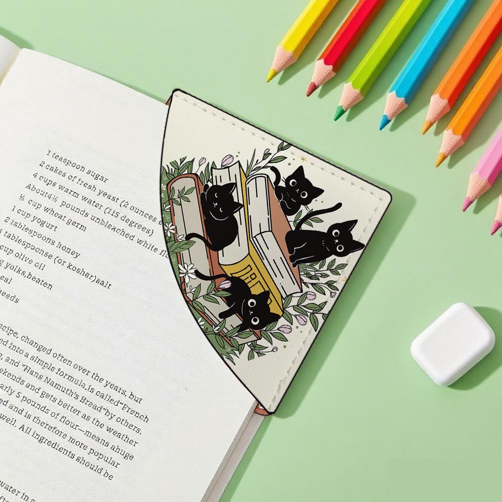 Треугольная закладка из мультяшной PU-кожи - Аксессуары-клипсы для книг с узором black