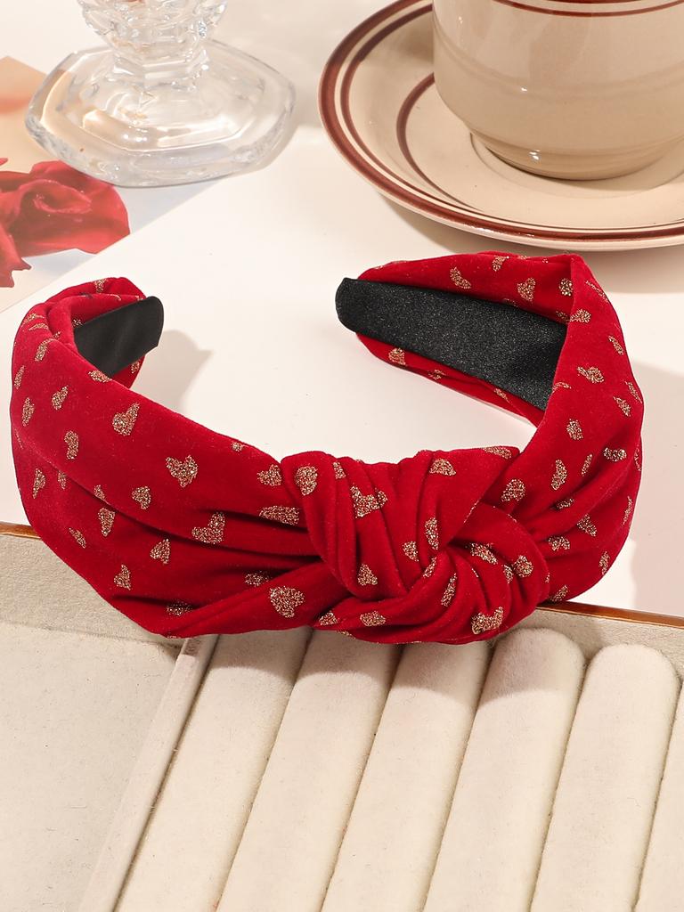 Valentine's Day Headband Red Heart Shape Headbands for Women Girls Non Slip Wide Hair Hoop for Valentine Party Gifts