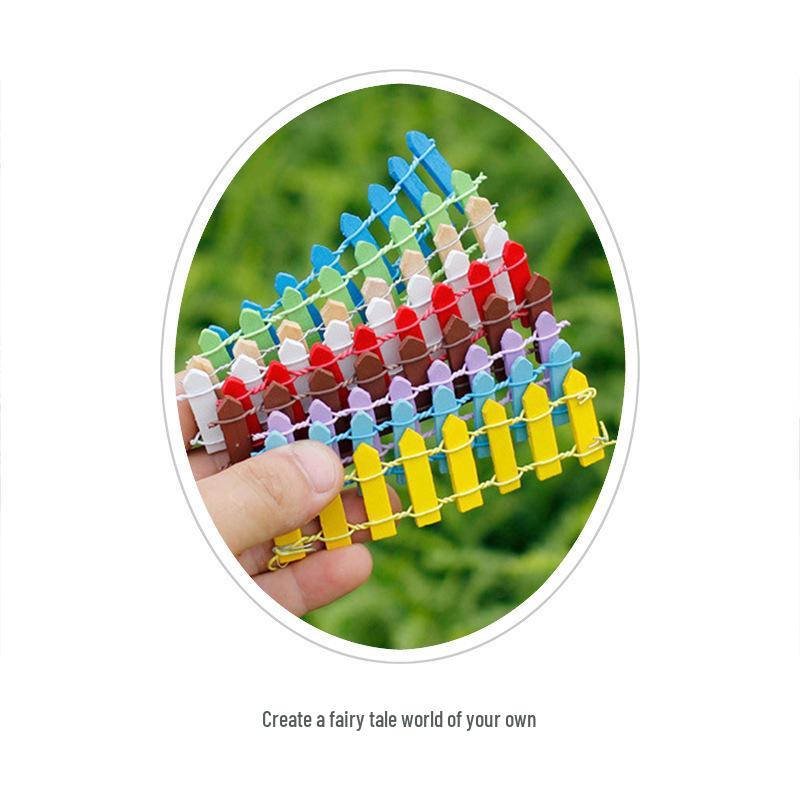 Moss Micro Landscape Mini Wooden Picket Fence for Succulent Decoration