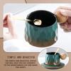 Elegantes Grün mit Farbverlauf Japanisches Keramik-Kaffeebecher-Set aus Ofenkeramik, Passende runde Tassen mit Holzgriffen, Wiederverwendbar, Maschinenwaschbar, Tee oder Kaffee,