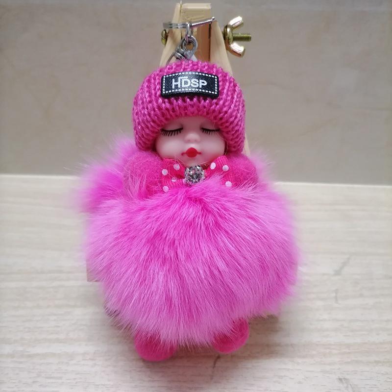 Klíčenka pro spící miminko Roztomilá měkká plyšová klíčenka pro panenku Ženy Dívka Tašky Přívěsek Batoh Příslušenství Dárky