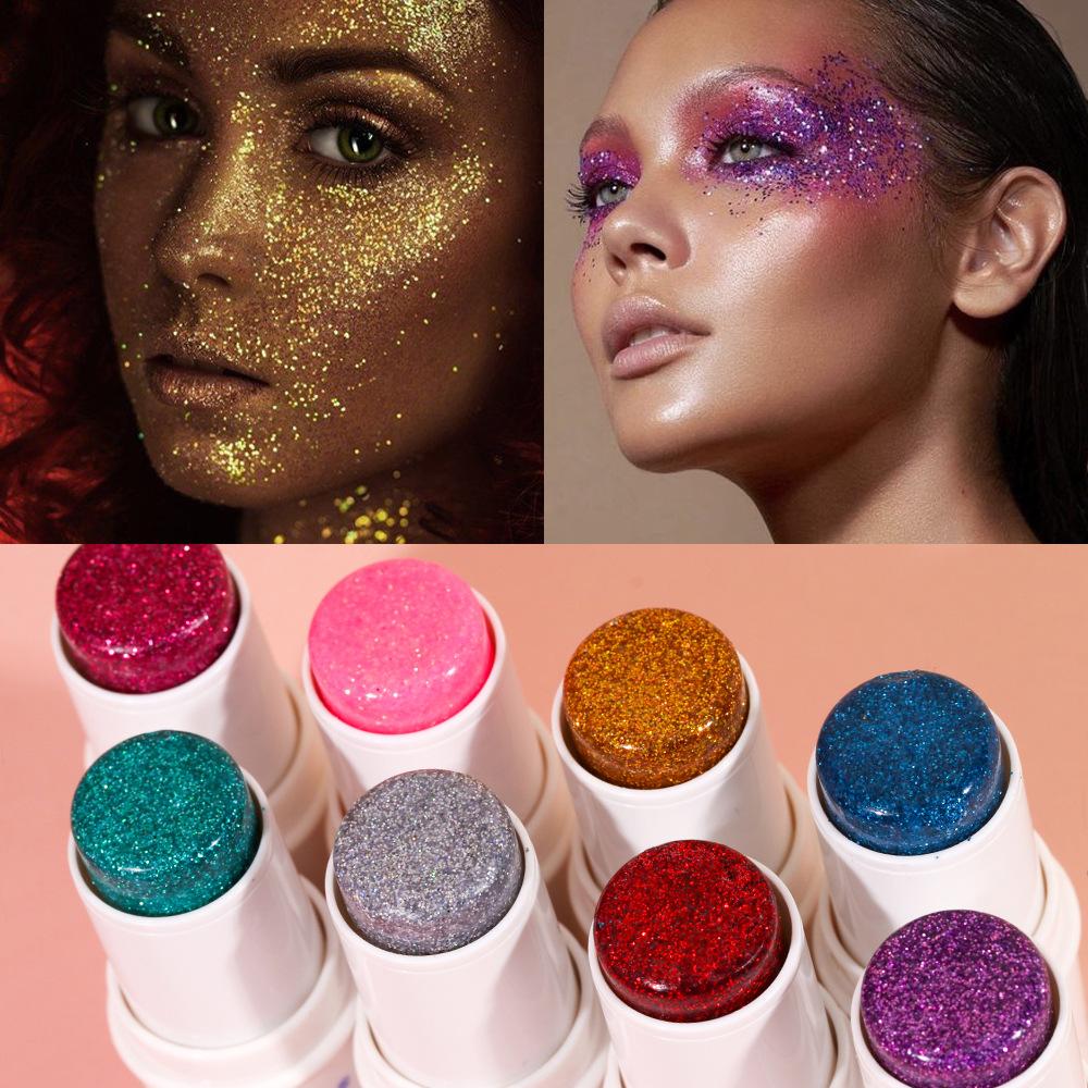 8er Pack Gesicht und Körper Glitzer Stick Set Festival Make-up Grober Glitzer Lidschatten Highlighter Schimmer Creme für Party Bühne Rave Kosmetik