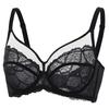 Large Size Bra for No Makes You Look F75 [DOBREVA] Women, Lace, See-through, Sexy, Underwired, Pads, Smaller, Black,