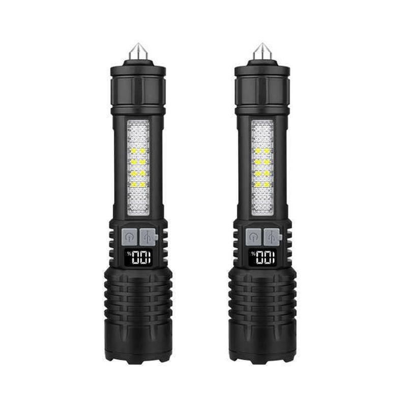 LED High Brightness Flashlight and Safety Hammer, Emergency Escape Tool,seat Belt Cutter and Window Glass Breaker,suitable for Camping,hiking,camping