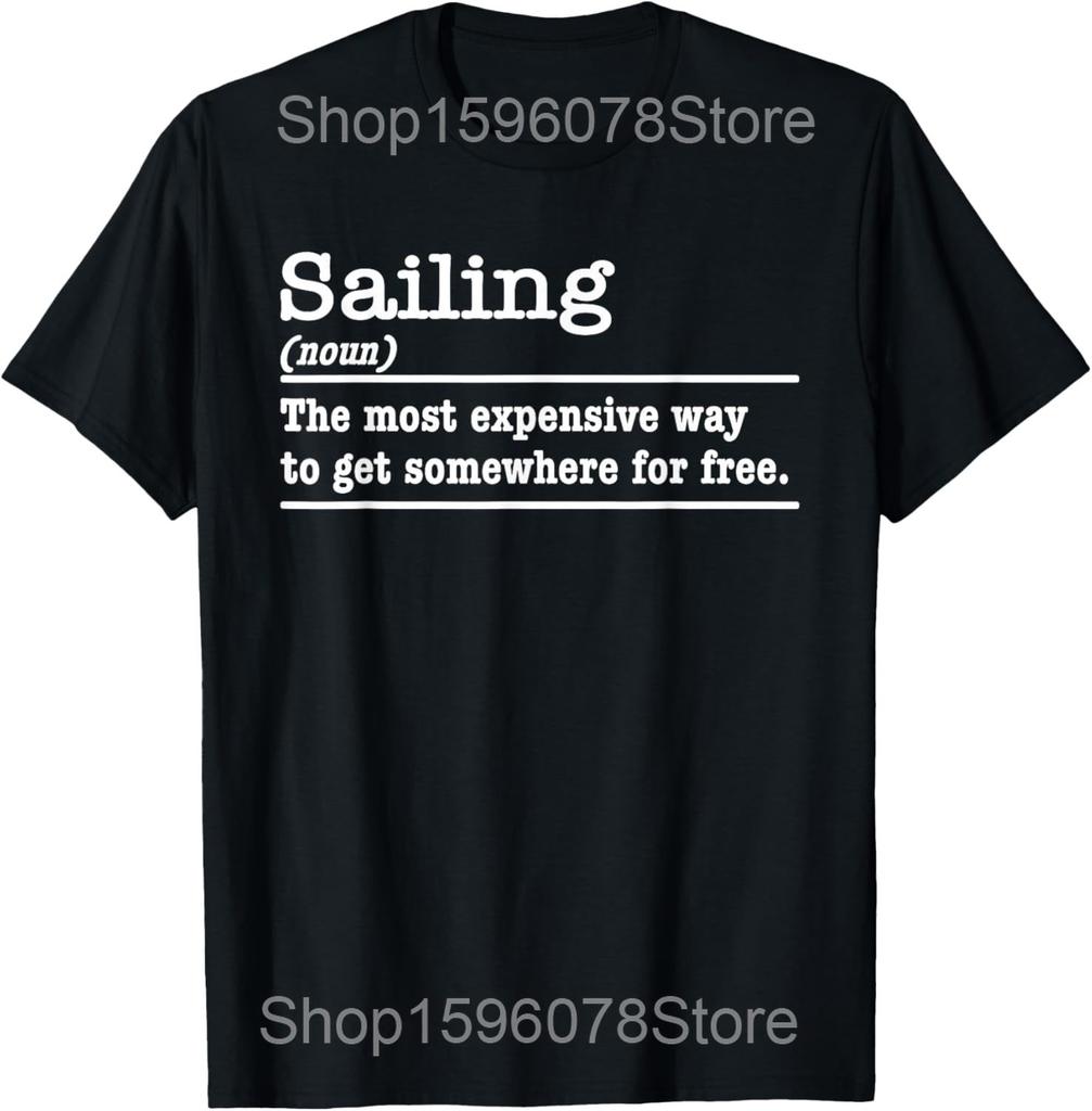 Wolałbym Żeglować Koszulki Męskie Vintage Statek Żaglowy Czysta Bawełna Humor Streetwear T-Shirt Krótki Rękaw Unisex Luźna Odzież