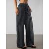 Women's Vertical Striped Drawstring Elastic Waist Loose Wide Leg Long Pants Casual Trousers
