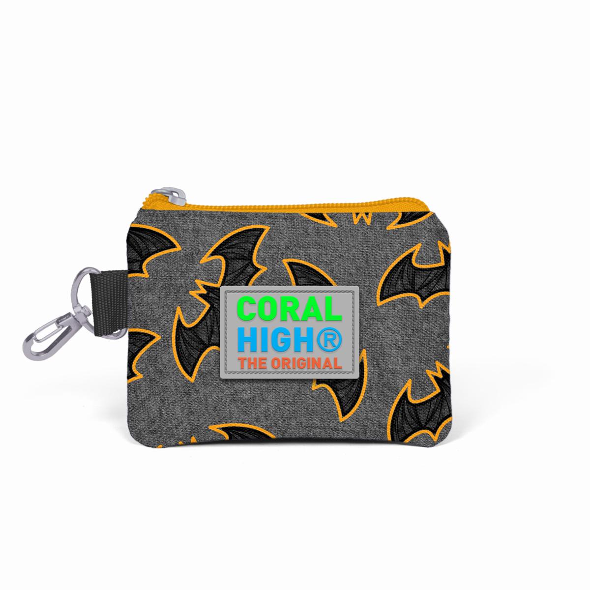

Кошелек для монет Coral High Kids Темно-серый горчичный с рисунком летучей мыши 21821