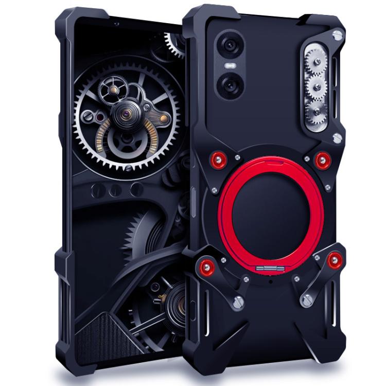 Rotating Bracket Hollow Metal Phone Case with Lanyard