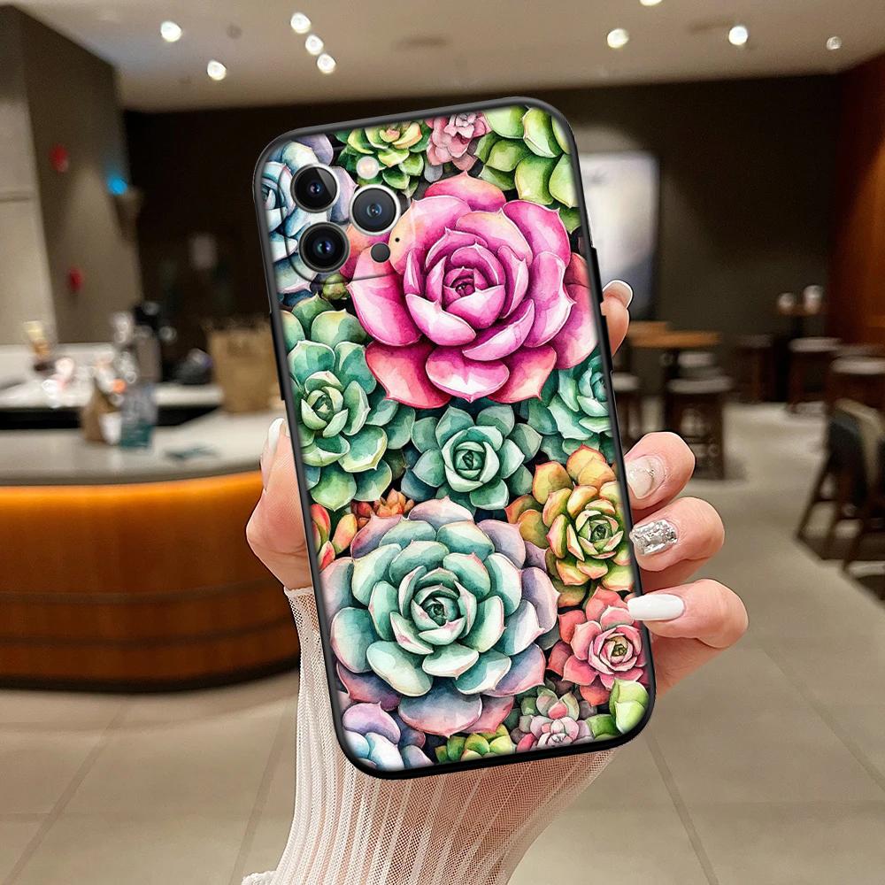 RA33 Watercolour Cacti Succulent Shell Phone Case for Xiaomi Poco C40 C50 C51 C55 C65 C71 C75 F3 F5 F6 F7 M2 M3 Pro Ultra