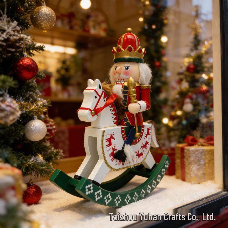 30CM Wooden Rocking Horse Nutcracker Ornament