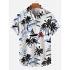 Summer Men's Shirt Coconut Tree 3D Print Casual Short Sleeve Lapel Tops Beach Casual Hawaiian Shirt Men Oversized Shirts For Men