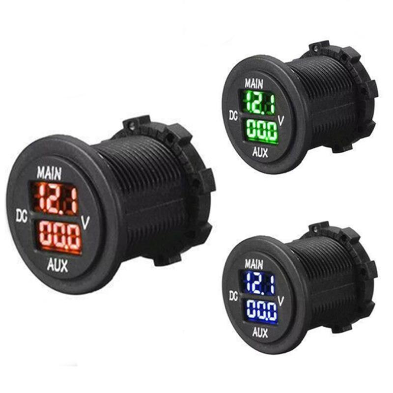

Светодиодный цифровой двойной вольтметр с круглой панелью, двойной аккумуляторный блок, измеритель напряжения для автомобиля, пикапа, автофургона