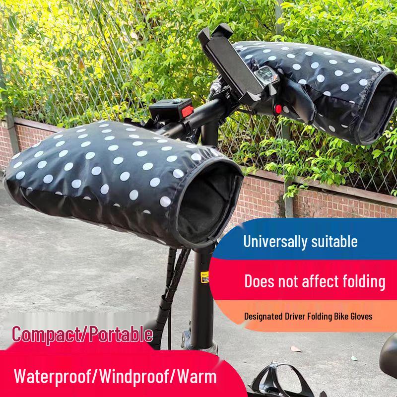 Electric Vehicle Handlebar Cover - Fleece Lined, Thickened, Windproof, and Warm for Cold Weather Riding.