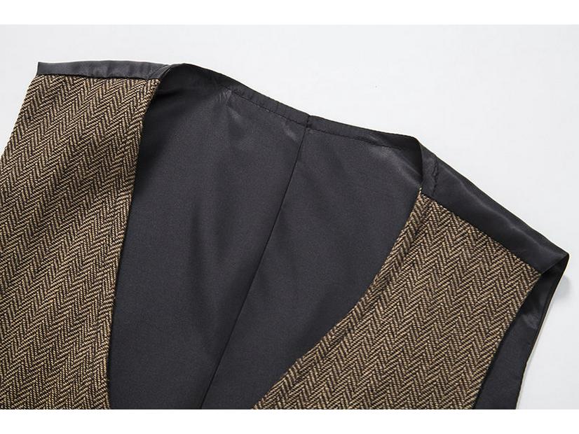 Retro Single-Breasted Men's Suit Vest with Three-Dimensional Pockets