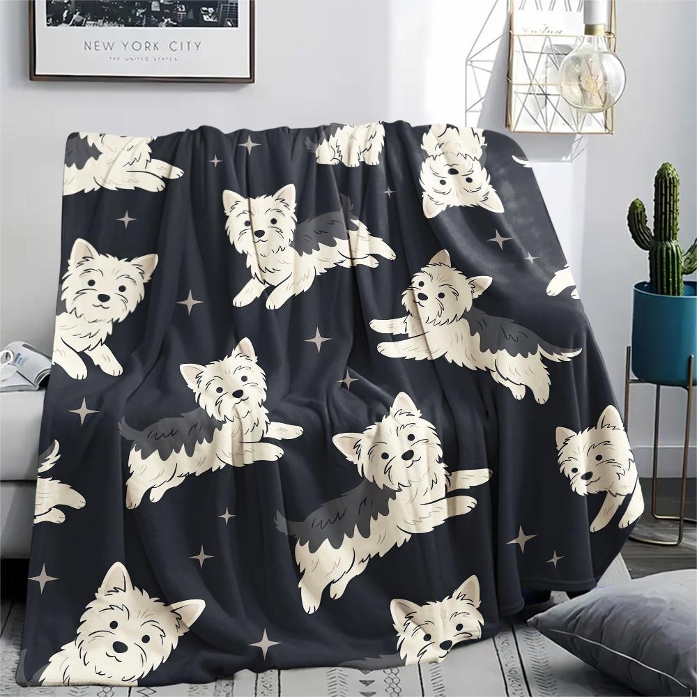 Star Puppy and Kitten Print Flannel Blanket,High Quality Comfortable for All Seasons,Home Decor,Warmth and Comfort,Perfect for Christmas Gifts