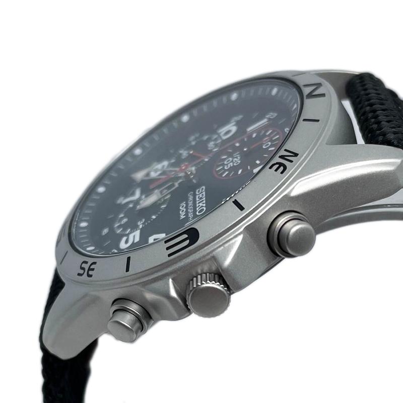 SEIKO Chronograph Japanese black textile watch SND399P1, movement, band, men's , model
