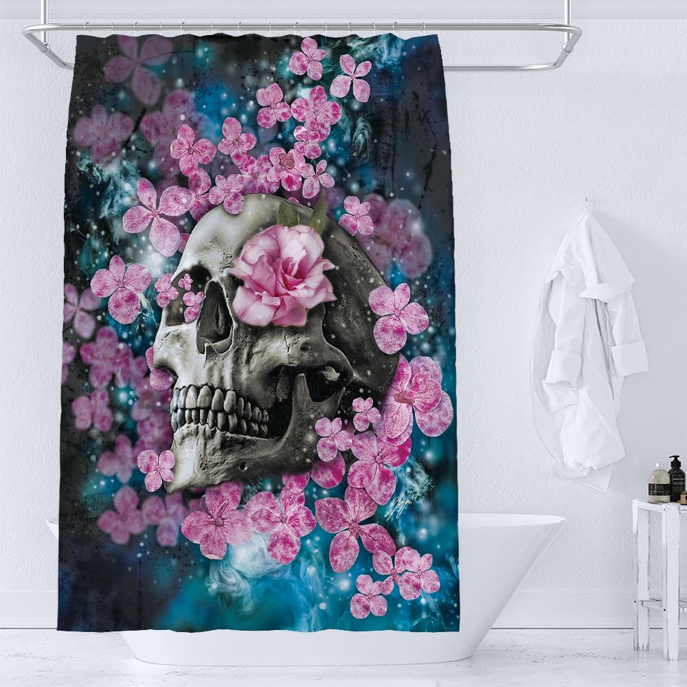 

Хэллоуин Занавеска для душа Ужасная ночь Кровавый сахарный череп Ванная комната Экран для ванной Бэтмен для декора ванной комнаты Водонепроницаемые занавески-скелеты W90xH180cm