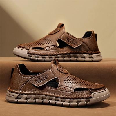 Mode Klassisches Leder Sommer Freizeitschuhe Business Herren Hollow Out Sandalen Schnelltrocknende Wading Aqua Schuhe Atmungsaktive Herren Strand Sneaker