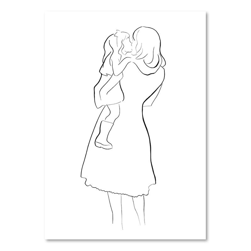 Abstract Black And White Line Love Family Wall Art Canvas Painting Nordic Posters And Prints Wall Picture For Living Room Decor