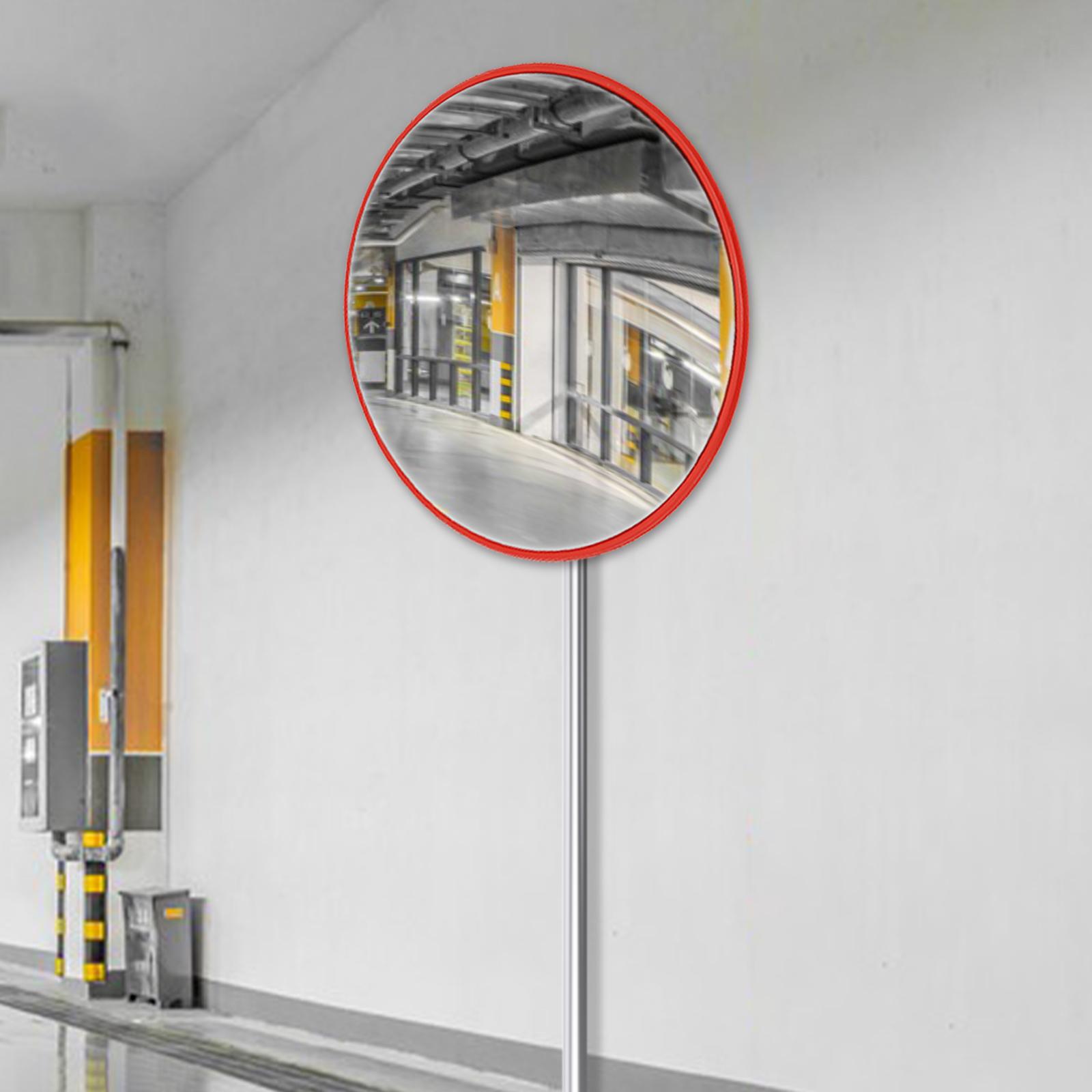 

30-Inch (75cm) Red Outdoor Convex Mirror - Wide Angle 130° Traffic Safety Mirror for Driveway, Parking Lot & Store Surveillance красный