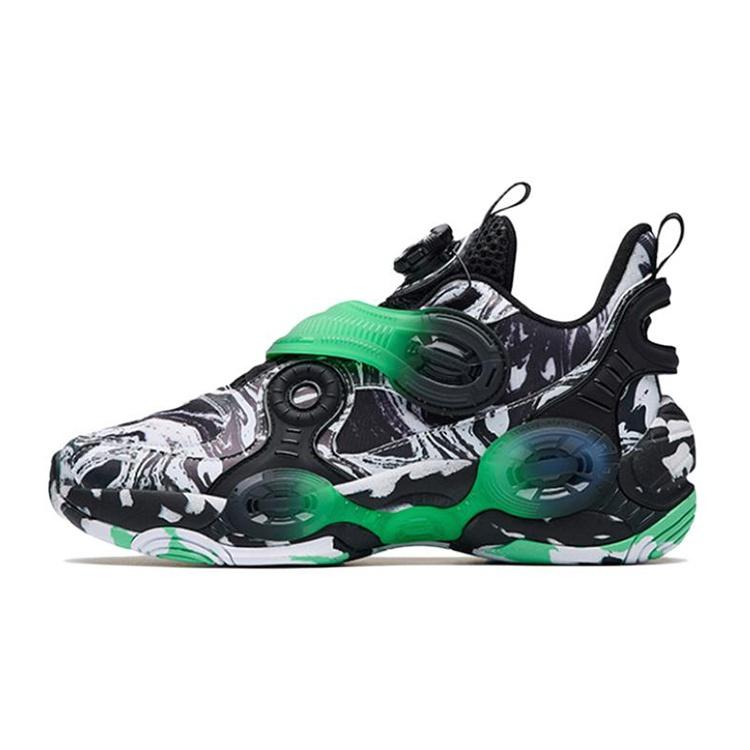 (GS) ANTA 2 Trendy Basketball Shoes Black White Green Kids 312231115-5 EU 41