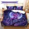 Purplemythicalcreature Pattern Bedding Quilt Set Quilt Cover Pillowcase Home Decoration Birthday Gift (1 * duvet cover + 2 * pillowcase, without core)