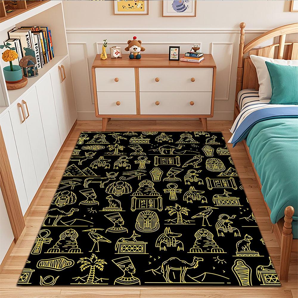 Ancient Egyptian Symbols Pattern Design Patterned carpet, suitable as a non slip play mat for the living room and bedroom sofa