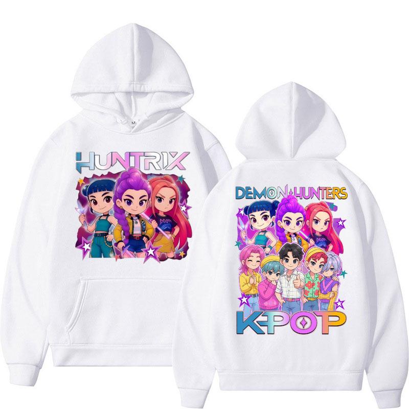 KPop Huntrix Anime Demon Hunters Hoodies Fashion Popular Aesthetic Sweatshirts Men Women Loose Fleece Casual Vintage Tracksuit
