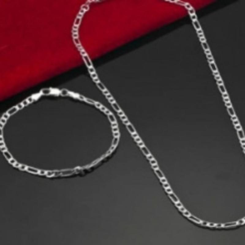 2026 Jewelry Plated 925 Silver 4MM Three To One Necklace Bracelet Set 40-75CM 20CM+40CM