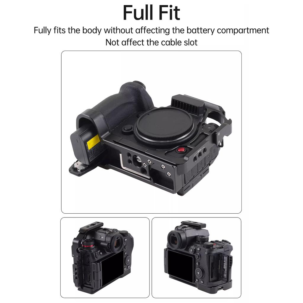 Half Camera Cage Fit for Lumix S1R II S1 II S1 IIE with Arca Plate 1 4 3 8 Threads for Tripod Stabilizer