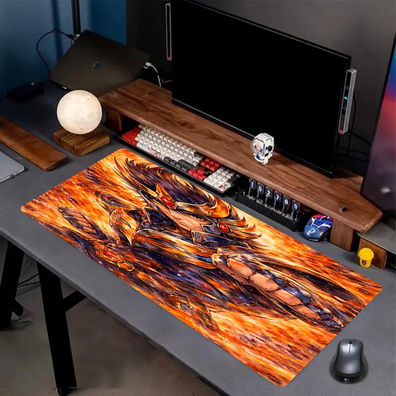 Saint Seiya Print Mouse Pad, Anti‑Slip Desktop keyboard Mat, for PC Laptop Gaming Working Daily Use, Cool Festival Surprise Gift