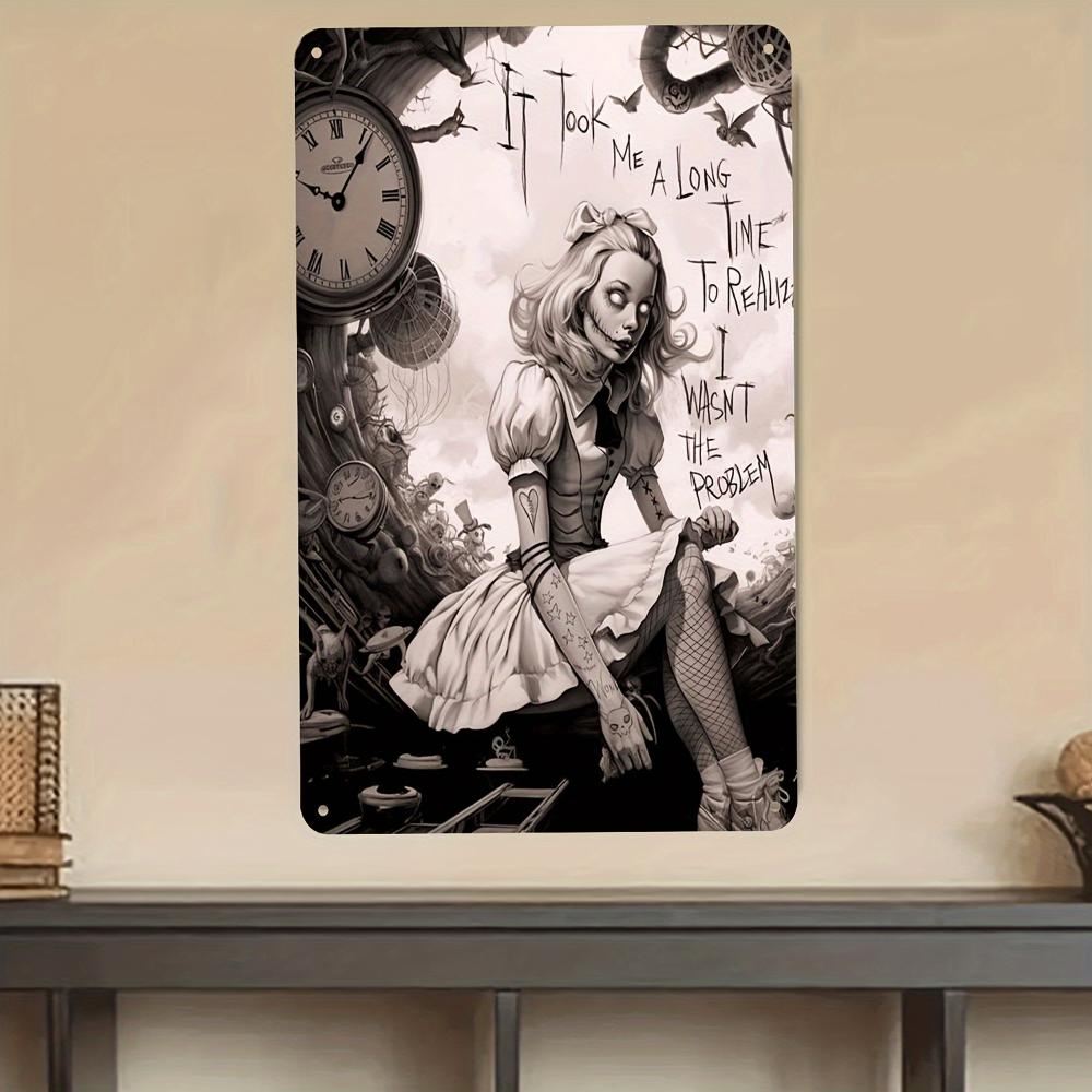 1pc Alice In Wonderland Aluminum Sign Vintage Plaque Decorative Wall Art Wall Decor Room Decor, Home Decor Restaurant Decor