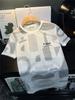 Men's Ultra-Thin Hip Hop Letter Print Short Sleeve T-Shirt, Summer 2024 Korean Style