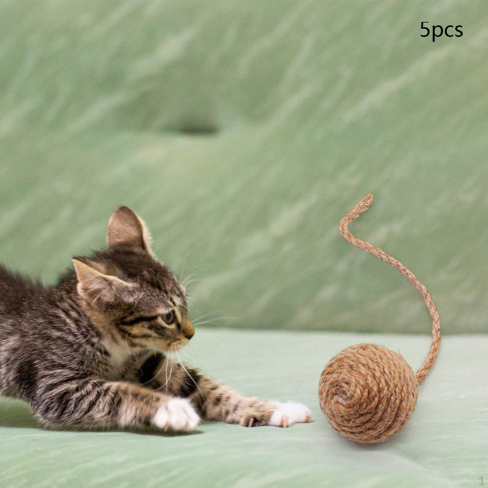 

5 шт., мяч из веревки для кошек, игрушки ручной работы, самостоятельная игра для маленьких и средних кошек, тизер 4.5cm Yellow